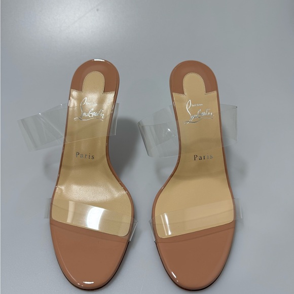 Christian Louboutin Just Nothing 85MM Patent Leather Mules Blush 38.5 - Picture 2 of 9